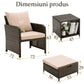 Set mobilier gradina, 2 fotolii si 2 tabureti otoman, masuta cafea, perne incluse, maro