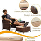 Set mobilier gradina, 2 fotolii si 2 tabureti otoman, masuta cafea, perne incluse, maro