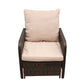 Set mobilier gradina, 2 fotolii si 2 tabureti otoman, masuta cafea, perne incluse, maro